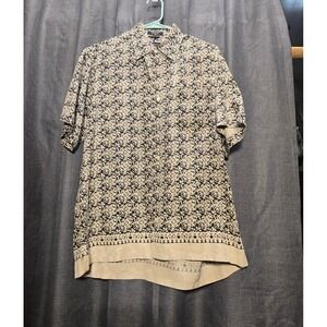 Nautica Silk Linen‎ Button Up Floral Print Short Sleeve Shirt, M